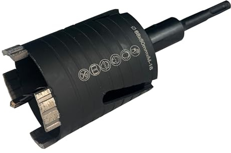 EDW Premium Diamant-Dosensenker 68 mm mit M16 Aufnahme 80mm Nutzlänge Dosenbohrer Turbo-Segmentiert für Mauerwerk Kalksandstein Ziegel - Diamant Bohrkrone inkl. SDS-Plus Adapter und Zentrierbohrer