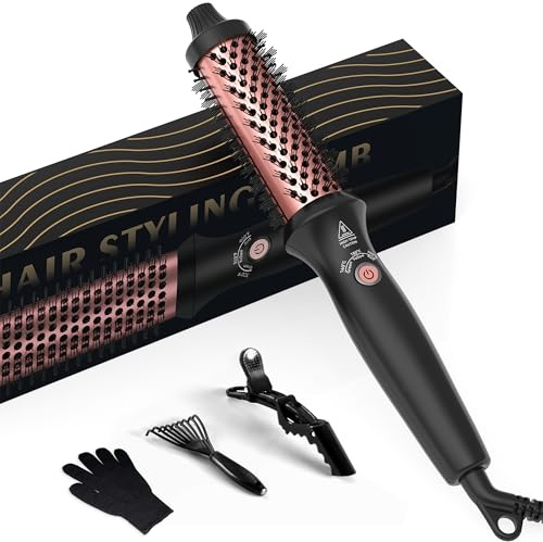 Thermal Brush, Thermobürste Wärmebürste 3 in 1, 32mm Rundbürste Stylingbürsten mit 160-204℃, Kompakt Lockenbürste Double Spannung Passend für Reise,Hot Brush für Haarstyling - Kamm, Locke, Gerade