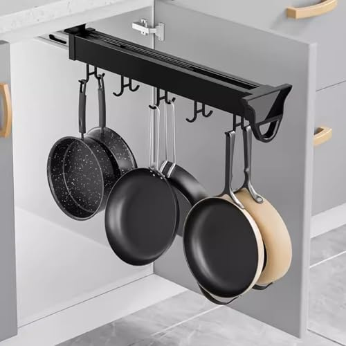 Etagere Coulissante Placard Cuisine, Supports de Vadrouille et de Balai, Armoire de Rangement à Balai Extractible, Organisateur D'outils de Jardin pour la Maison, la Cuisine et le Jardin(46cm(18.1 in)