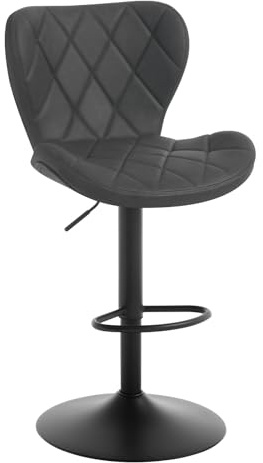 WOLTU Barhocker, Barstuhl höhenverstellbar, Drehhocker 360°, Hocker mit Rückenlehne Fußstütze, Bistrostuhl ergonomisch, Kunstleder Metallgestell, für Bar Bistro Kücheninsel, Anthrazit, BH418an-1