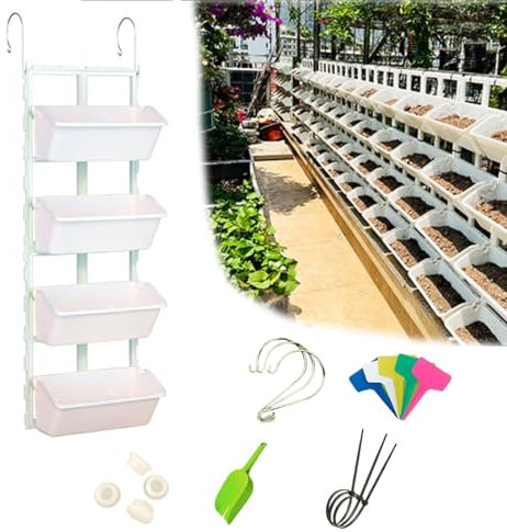 NEONMAN Hängende Vertikale Wand Pflanze Selbstwässernder Wand-Pflanzgefäß Blumenampel Außen Vertikaler Garten Pflanzenwand Platzsparende Pflanzenwand Großer Hängender Pflanztopf Vertikal(Weiß,1 set (v