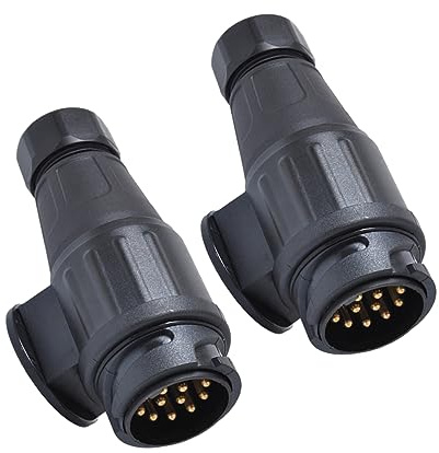 Gatuida Adaptateur Prise de Remorque à 13 Broches 12v en Nylon et Caoutchouc, Connecteur Électrique Étanche pour Camion Connexion Sécurisée, Facile à Utiliser, Pack de 2
