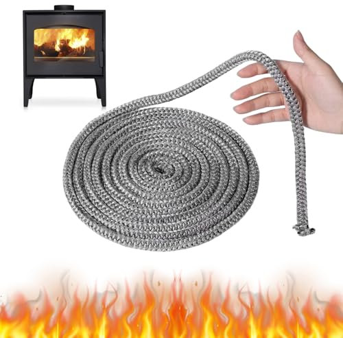 Guarnizione Stufa a Pellet 8 mm x 2.5 m Guarnizione Stufa a Legna Guarnizione Camino in Fibra di Vetro Guarnizione Vetro Stufa a Pellet Fibra di Vetro per Caminetto Stufe Porta del Forno (Φ8mm x 2.5m)