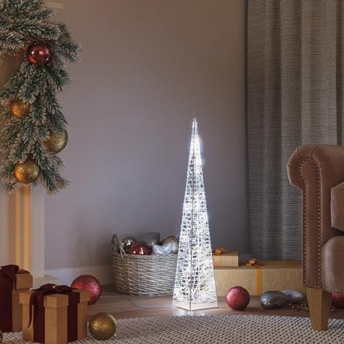 Homgoday LED-Leuchtkegel Weihnachtsbeleuchtung Weihnachtsdeko, Lichterketten für Weihnachten, Party, Deko, Hochzeit, Garten, Balkon Acryl Deko Kaltweiß 60 cm