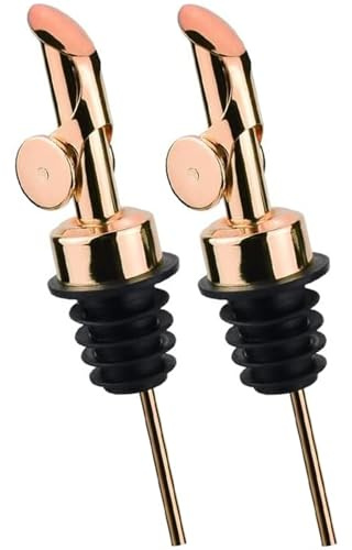 Pafusen 2 Olivenöl Ausgießer, Klappe Ausgießer und Hält Ihr Olivenöl Frisch, Ausgießers - Verhindert Auslaufen und Verschwendung (Edelstahl, Rose Gold)