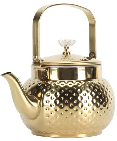 Bollitore per il tè da Piano Cottura, Teiera in Acciaio Inossidabile con Infusore Bollitore Piccolo per Piani Cottura Elettrici a Induzione di Gas (Motivo a rombi da 1,5 litri)