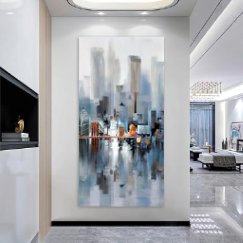 lianyibo Abstraktes Stadtgebäude-Boot-Leinwandgemälde, Wandkunst für Wohnzimmer, Wohnkultur, Landschaftsplakate und -drucke, 60 x 100 cm, rahmenlos