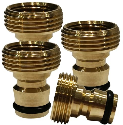Rosenstein & Söhne Wasserhahnadapter: 4er-Set Wasserhahn-Schlauchadapter, mit 3/4- und 1/2-Gewinde (Gartenschlauch Adapter Wasserhahn, Gartenschlauch Kupplung)