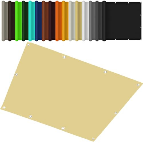 Telo Ombreggiante Occhiellato 120 x 150 cm Tessuto Tenda da Sole Protezione Solare Anti UV Antipolvere Antipioggia Riduce Le Radiazioni per Balcone, Terrazza, Color Crema