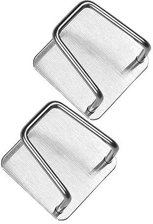 Mikikit Rejilla para Fregadero de Acero Inoxidable 2 Piezas, Soporte para Esponja y Tabla, Autoadhesiva, Ahorra Espacio en Cocina y Baño | Plata, Instalación Autoadhesiva y Drenaje Rápido, Ahorro de Espacio para Baño y Cocina