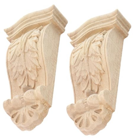 ULTECHNOVO Capitello in Legno Intagliato Beige Sill Head Decorativo per Colonna Romana Design Europeo con Supporto per Trave Accessorio per Soggiorno E Sala da Pranzo Set da 2 Pezzi 4.3X2X1 Inches