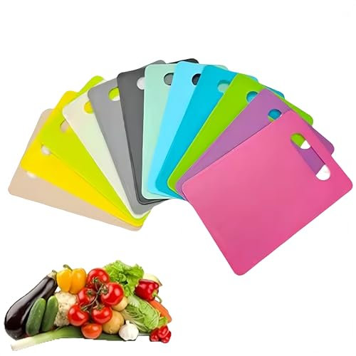 HJYDGJ 12 tablas de cortar grandes, juego de tablas de cortar carne, tablas de desayuno, plástico, grandes, 12 colores