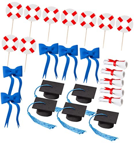 MUCKLILY 1 Set Medico cappello ornamenti Decorazioni di laurea cappello di laurea rlo Topper per torta per lei decorazioni per cupcake per la topper di Di legno