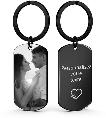 AAQ Porte clef personnalisable - porte-clés personnalisables photo, personnalisable recto verso texte porte cle photo, cadeau personnalisé pour femme homme famille