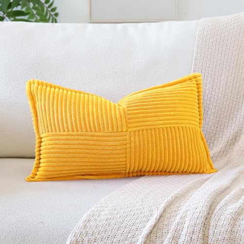 Artscope Ein Cord Kissenbezug Kordsamt Kissenhülle Zierkissenbezug 40x60 cm Dekokissen Sofakissen Couchkissen Dekorative Weiche Kissen für Sofa Wohnzimmer Zuhause Schlafzimmer, Gelb