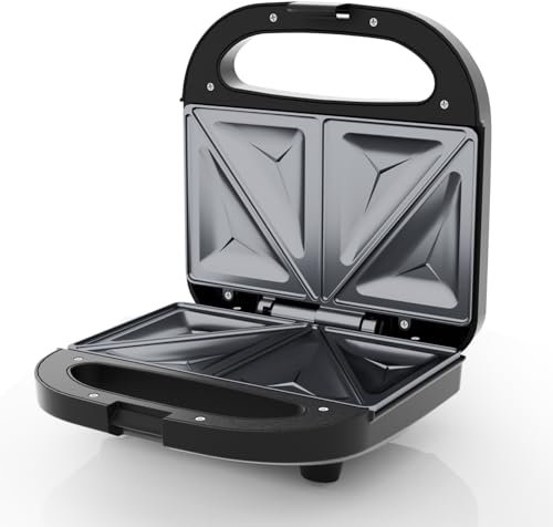 SUPERLEX Sandwichmaker Sandwichtoaster Elektrisch 750W Kompakt Zwei Scheiben Sandwich Toaster Mit Antihaftbeschichteten Platten Automatischer Temperaturkontrolle Cool Touch Griff Elektrogrill