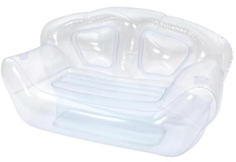 Unikicool Transparenter aufblasbarer Doppel-Sofa-Stuhl,Transparentes aufblasbares Sofa,Transparentes Aufblasbare Lazy Sofa Sessel,Rückenstütze,für drinnen Schlafzimmer Balkon Outdoor Garten Pool