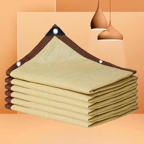 KSQP Telo Ombreggiante 3x4 con Occhielli Vela Ombreggiante Impermeabile Tessuto Tessuto Ombreggiante Traforato 90% Ombreggiatura Resistente UV Balconi Esterno Serra Rete Frangivento,beige-3x4m
