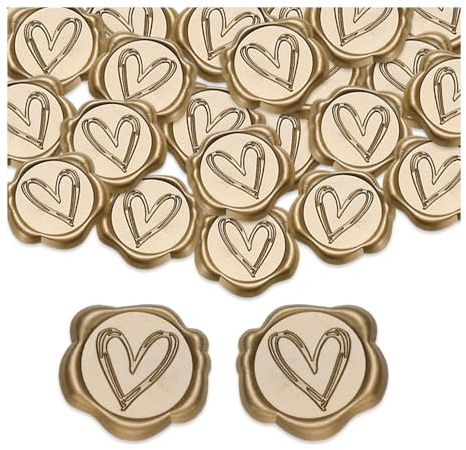 YZROHYI 50 sellos de cera autoadhesivos, sellos de cera para boda, decoración de corazón, sello de cera, sello de cera clásica, vintage, invitaciones de fiesta