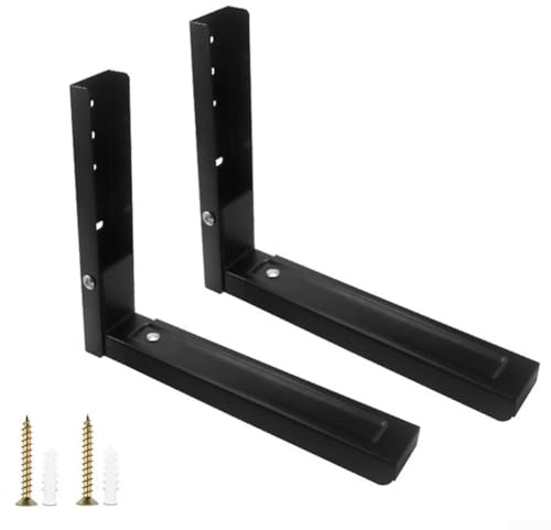 Set di 2 griglie da parete per forno a microonde, con bracci pieghevoli regolabili in acciaio inox per risparmiare spazio (nero)