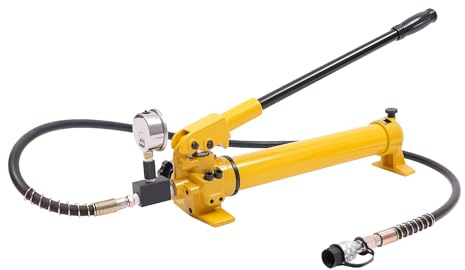 awolsrgiop Hydraulische Handpumpe 700bar, Manuelle Hydraulikpumpe mit Manometer für Richtsatz Spreizer Druckzylinder, ZG3/8 Schnellkupplung, 700cc Ölvorrat, Gelb