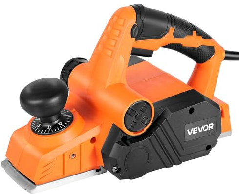 VEVOR Pialla Manuale Larghezza di Taglio 82 mm, Pialla Portatile con Cavo da 900 W 14500 giri/min per Lavorazione del Legno, Profondità di Taglio 3 mm, 2 Lame, Levigatrice a Mano Fai da Te