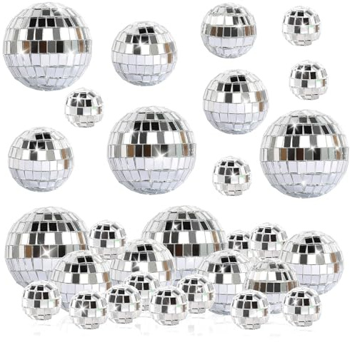32 Pièces Boule à Facette, Boule à Facettes Boule Disco Brillant, Mini Boule Disco Mini Boule a Facette Boule Disco Deco pour Bar Fête Décoration de Gâteaux Décoration de Vacances (2/3/4/5cm)
