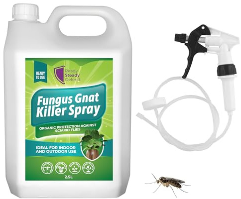 Fungus Gnat Killer Spray 2.5L – Organic Protection for Large Plant Collections – Targets Sciarid Flies, Adults & Larvae – Natural Pest Control for Houseplants, Seedlings & Greenhouses