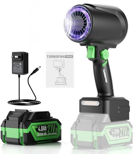 Soffiatore a Batteria Con Motore Brushless: 200km/h Soffiatore per Foglie Con Batteria 4000mAh,spinta fino a 1300G,45000rmp Motore brushless ad alta velocità,Adatto per la Manutenzione (Argento Nero)