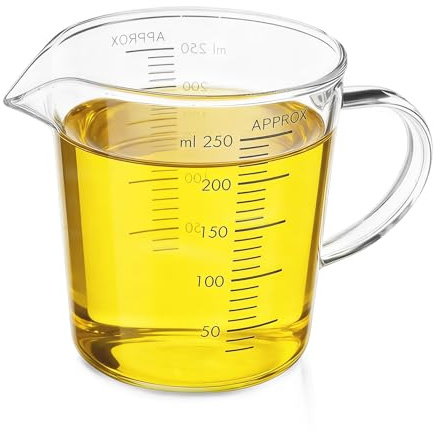 250ml Glass Measuring Jug, Glass Small Measuring Cup for Baking Cooking Rice Kitchen, Measuring Cups with V-Shaped Spout, Practical Kitchen Gadgets