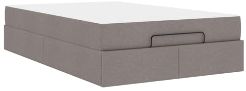 kithwjll Modern Bed Frame with Mattress, 120 x 200 cm, Taupe Fabric, Integrated Drawers, Robust Plywood, for Bedroom, Restful Sleep