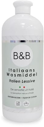 B&B Italienisches Flüssigwaschmittel Baumwollblüte 1L – Tiefenreinigung, Weiche Textilien, Frischer Baumwollduft, Neutralisiert Gerüche, Langanhaltender Duft