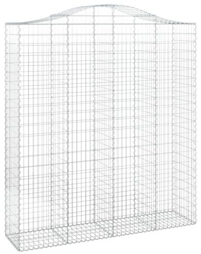 pokgdf Lot de 6 gabions avec arc surélevé - 200 x 50 x 220/240 cm - En fer galvanisé - Pour barrière de jardin et brise-vue - Paniers métalliques stables comme décoration et isolation acoustique