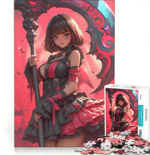 Puzzle per ragazzi da 1000 pezzi con ragazza anime e falce, gioco rompicapo, stimolante da completare, regalo per amici e familiari 50x75cm