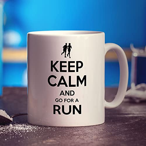 Printster Keep Calm and Go for a Run Mug - 11oz Ceramic Cup