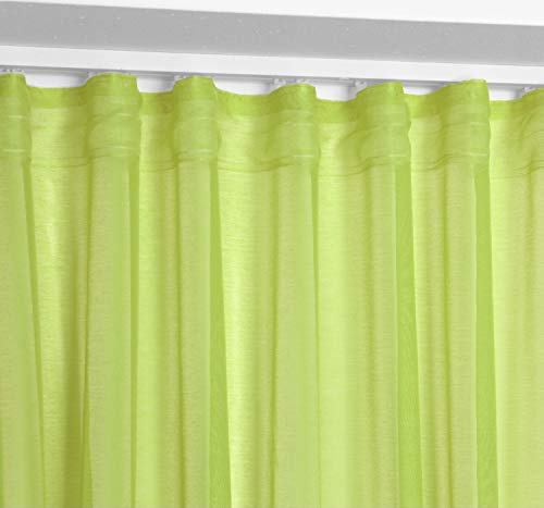 BEAUTEX Vorhang mit U-Band 140x250 cm (Farbe Wählbar) transparente Kräuselband Gardine, Dolly (Anisgrün)