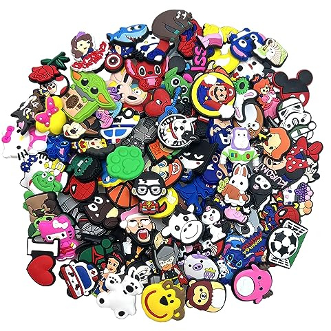 YAOYAO 100 PCS Different PVC Shoe Charms for shoe and Bands Bracelet Wristband