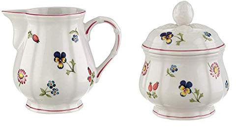 Villeroy & Boch Petite Fleur Milchkännchen, 250 ml, Höhe: 7,5 cm, Premium Porzellan, Bunt + Petite Fleur Zuckerdose, 200 ml, Höhe: 6,5 cm, Premium Porzellan, Bunt