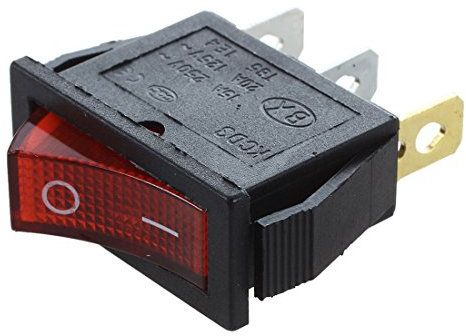 Interrupteur a bascule ON OFF Bipolaire 28x10mm 250V 15A ROUGE 3 Bornes