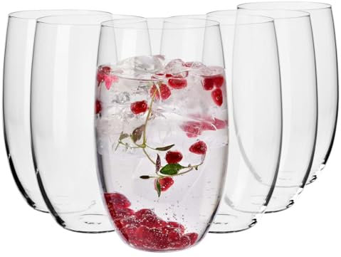 Krosno Vasos de Agua Jugo | Conjunto de 6 Piezas | 510 ML | Blended Collection | Perfectos para Uso en Casa, Restaurante y en Fiestas | Apto para Lavavajillas
