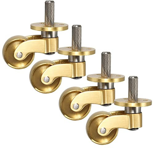 4x Lenkrollen,Messingrollen,Vintage-Möbelrollen,Europäische Möbelrollen rollen Transportrollen Möbelrollen aus massivem Messing(Size:Messingrollen 2.5cm)