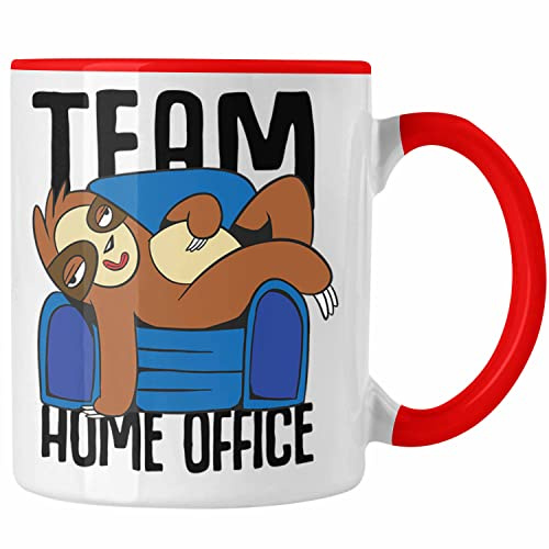 Trendation - Team Home Office Tasse Geschenk Gadget Geschenkidee Kollegin im Homeoffice (Rot)