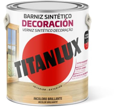 Titanlux Barniz para mobiliario y elementos de Madera Interior-Exterior, Brillante Incoloro 4L