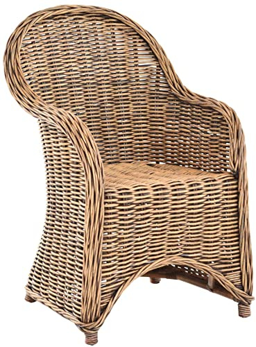 Esszimmer-Sessel Rattan Grau Rattan Korbsessel Esszimmerstuhl Korb Sessel Korbstuhl mit Armlehne Flechtsessel (Vintage Braun)