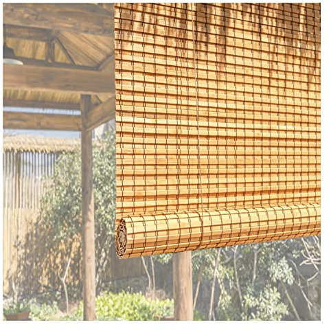 Bambus Rollo for Garten Außenbereich Balkon,90% Verdunkelung Lichtundurchlässig Blickdicht Fenster Bambus Rollo,mit Zubehör und Lift,Karbonisierte Farbe (Size : 100x150cm)