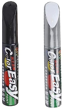 Pomurom 2 Pezzi Penna Ritocco Carrozzeria Bianco/Nero/Argento/, Penna per Ritocco Auto Carrozzeria Rimuovi Graffi Pennarello, Penna per Riparazione Graffi Auto, Pennarello Copri Graffi Auto