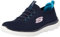 Skechers Womens Summits Top Player Sneaker, Navy Knit Teal Pink Trim, 10 UK
