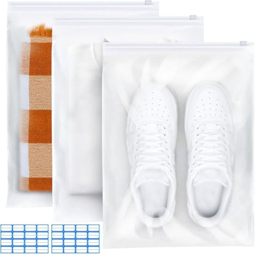 Reusable Zip Lock Bags, 30pcs 35x45cm Plastic Travel Storage Organiser No Holes Hospital Pouches Frosted Waterproof Ziplock Bags for Clothes, Shoes, Cosmetics, Suitcase Organiser