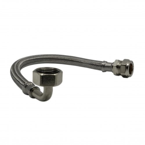 Flexi Tap Connector 15mm x 3/4 BSP Bent Easy Connect 300mm Long Flexible Hose Pipe Flexible Hose