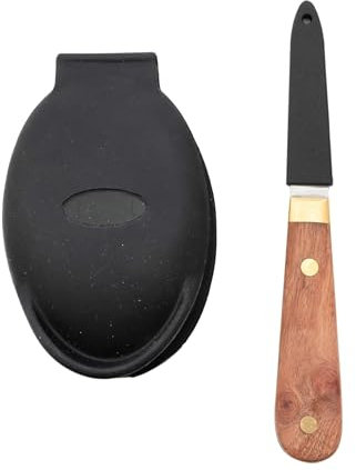 Point-Virgule 2-teiliges Set aus Austernmesser und Halter aus Holz, Edelstahl und Kunststoff 16x2.5x1.5cm